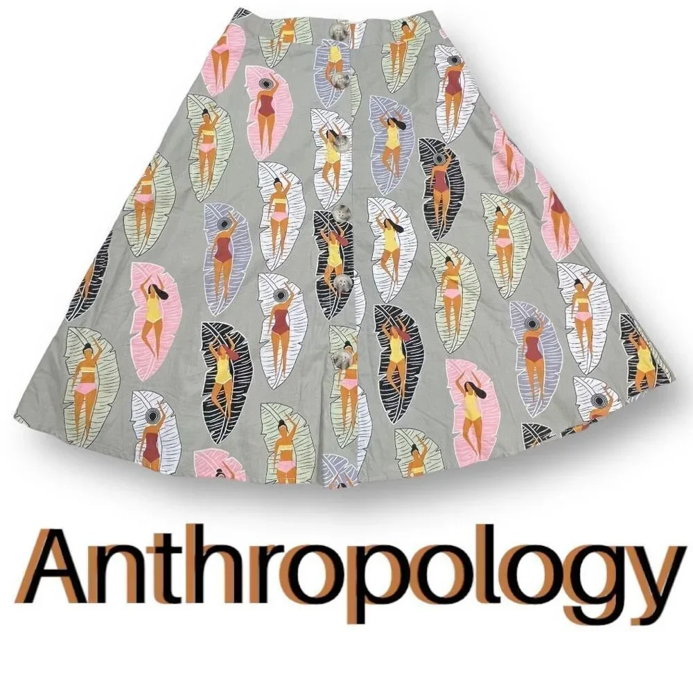 ANTHROPOLOGY Sunbather Midi Skirt Women’s 0 NWT MSRP $128 Greyish green.